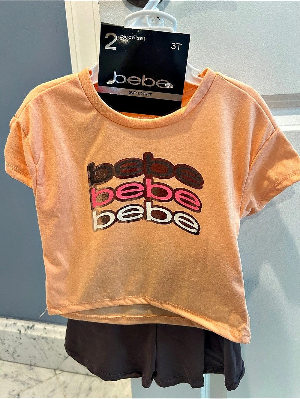 Bebe Sport 2 Piece Set Girls 3T Orange & Brown NWT